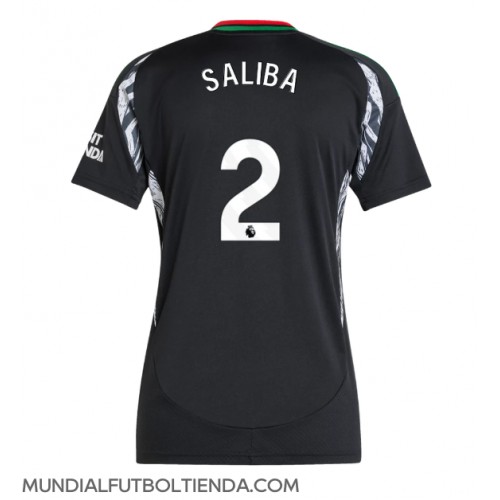 Camiseta Arsenal William Saliba #2 Segunda Equipación Replica 2024-25 para mujer mangas cortas